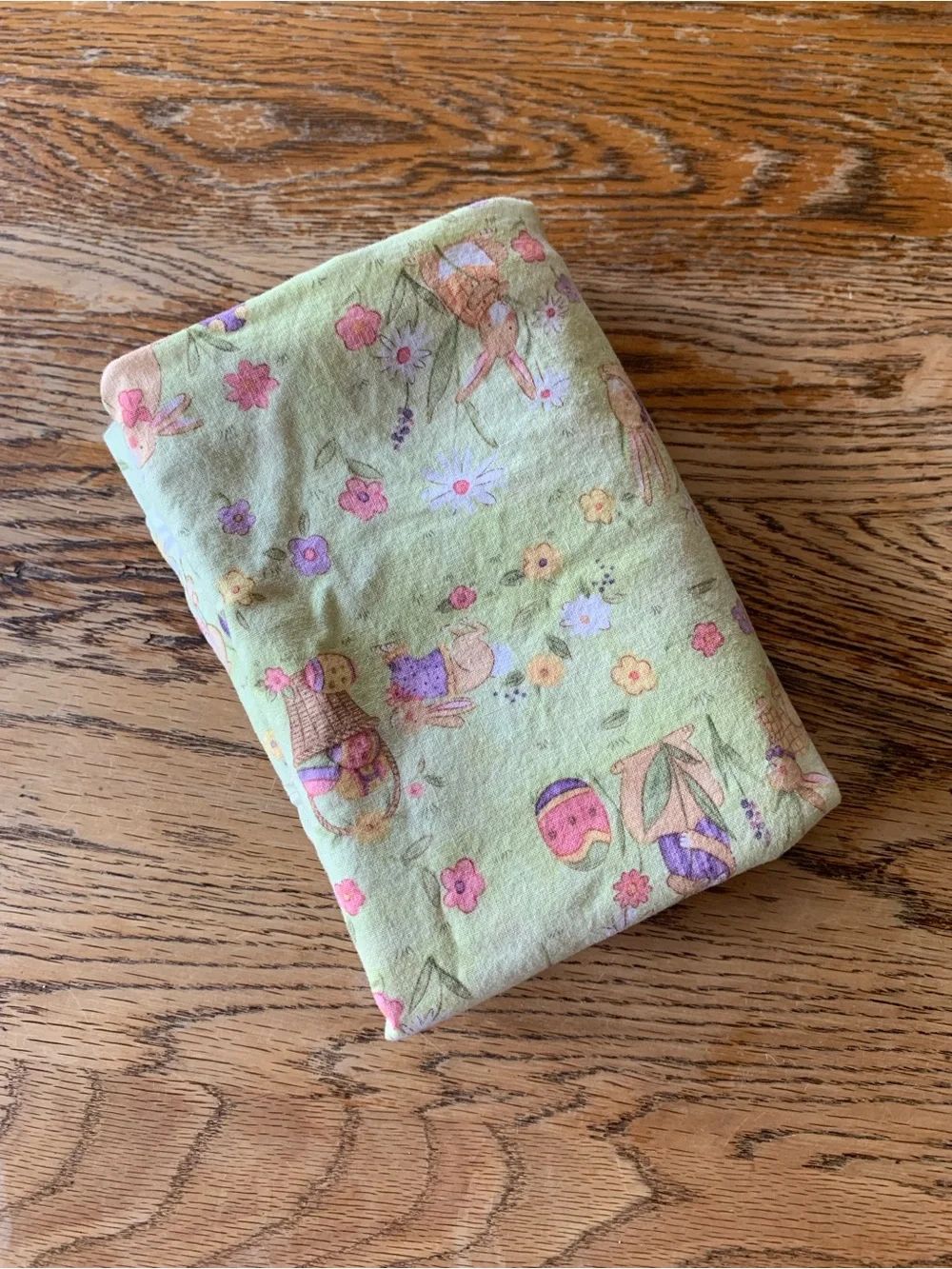 vintage style whimsical pillowcase pastel Easter bunny florals soft green
